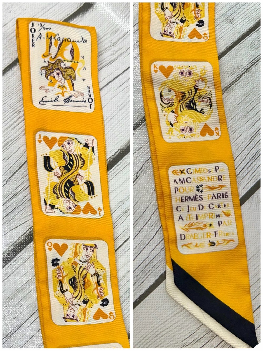 PRE LOVED Hermès "Jeu de Cartes" Twilly Scarf - Picture 4 of 9